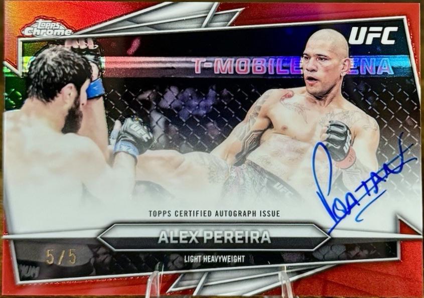 Alex Pereira 2026 Topps Chrome UFC Base Autographs #BAV-AP Red Refractor