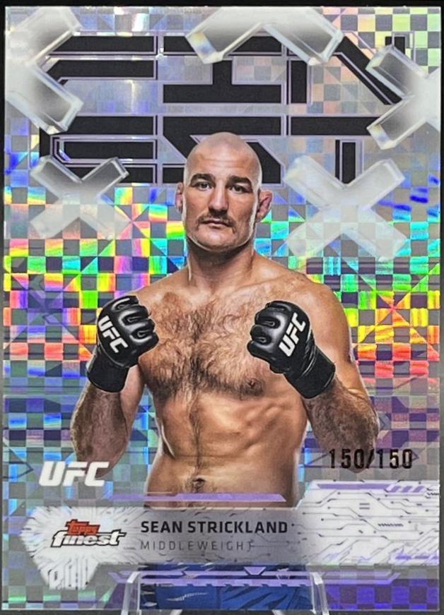 Sean Strickland 2025 Topps Finest UFC Base Common #8 Purple Checkerboard Refractor