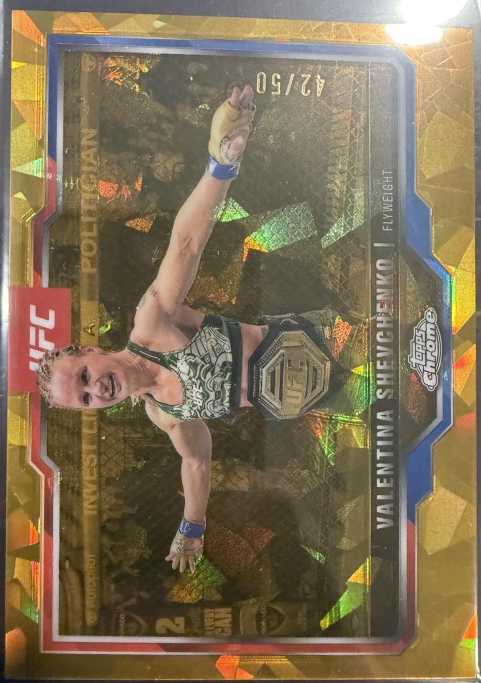 Valentina Shevchenko 2025 Topps Chrome Sapphire UFC Base Sapphire #166 Gold Sapphire