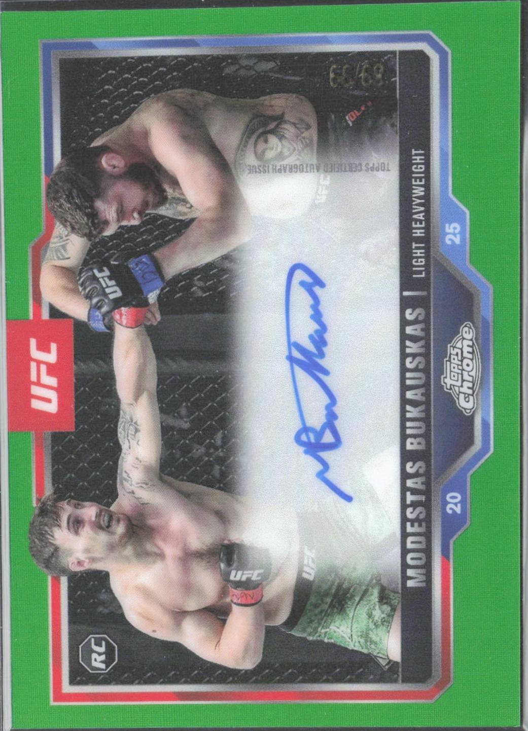 Modestas Bukauskas 2025 Topps Chrome UFC Chrome Rookie Autographs #CRA-MS Green Refractor