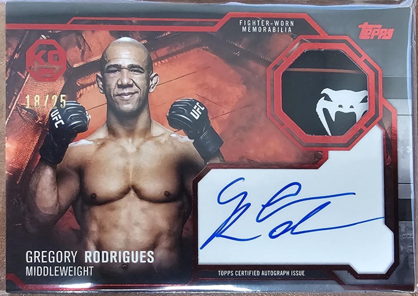 Gregory Rodrigues 2025 Topps Knockout UFC Knockout Autograph Relics #KAR-GR Red