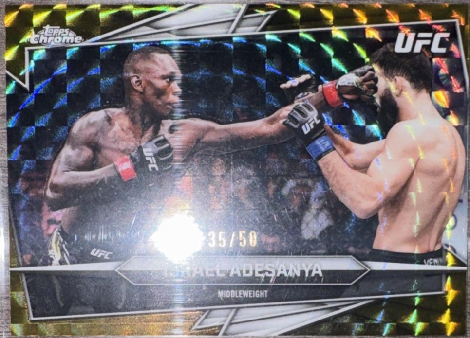 Israel Adesanya 2026 Topps Chrome UFC Base #197 Gold Geometric Refractor