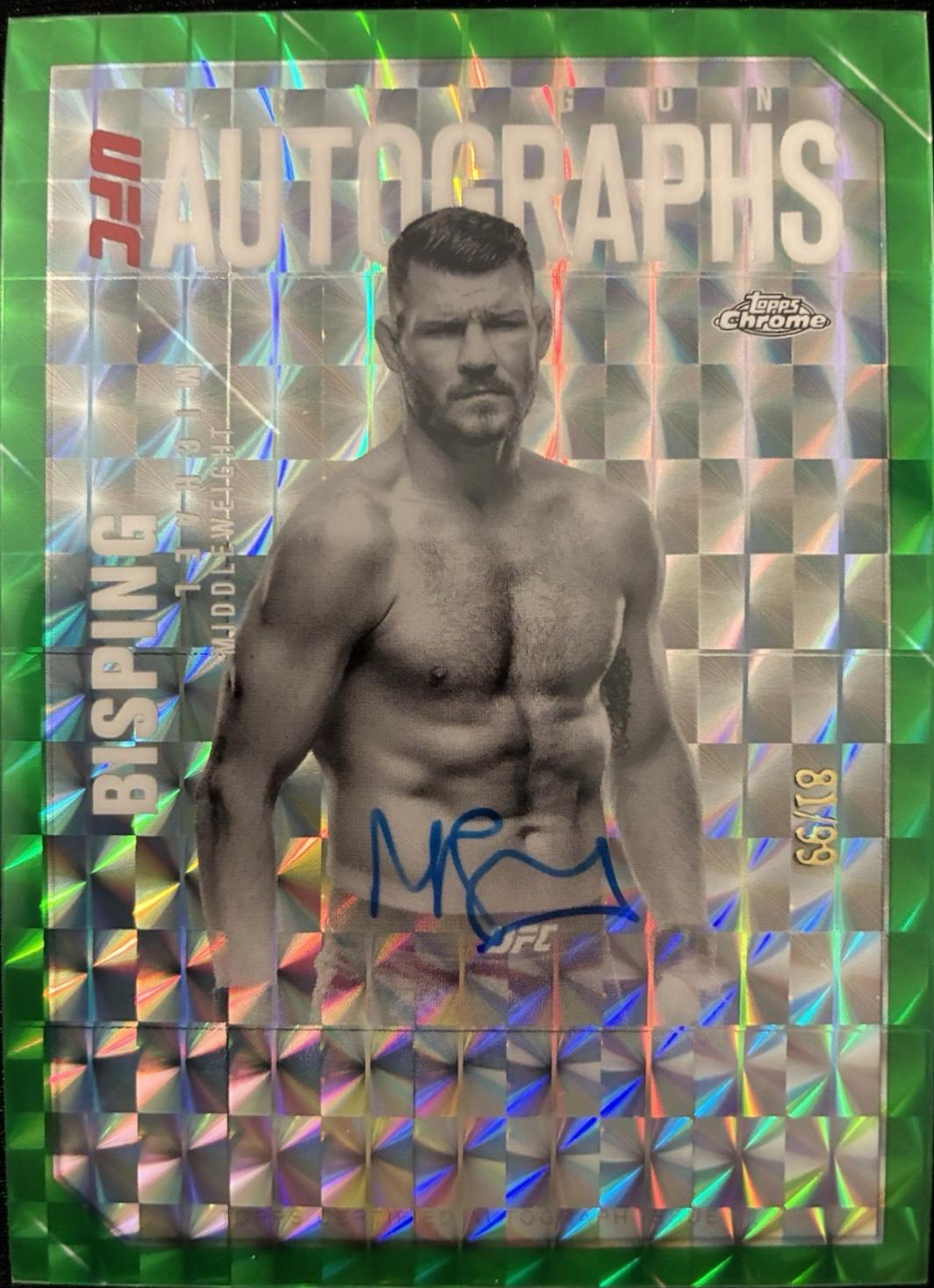 Michael Bisping 2025 Topps Chrome UFC Octagon Legends Autographs #OLA-MB Green Refractor