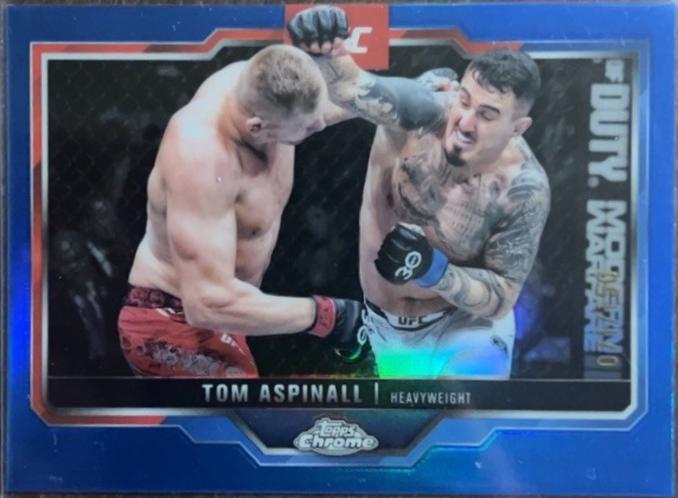 Tom Aspinall 2025 Topps Chrome UFC Base #146 Blue Refractor