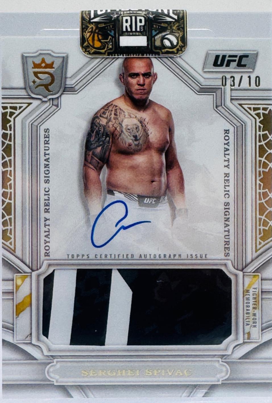 Serghei Spivac 2024 Topps Royalty UFC Royalty Relic Signatures #RYS-SSC Gold