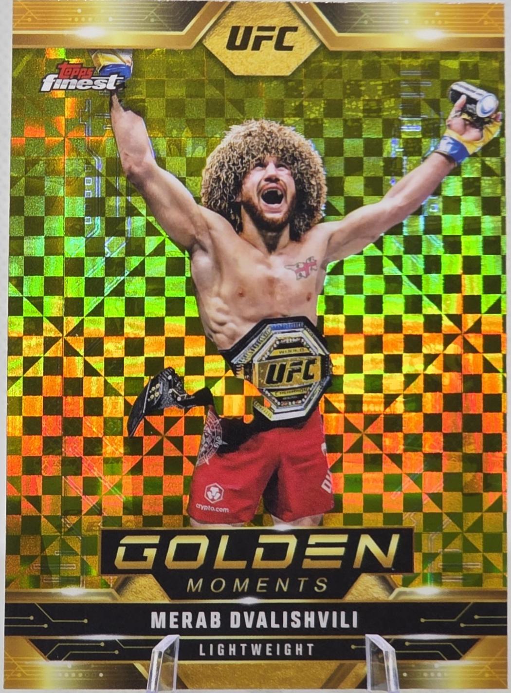 Merab Dvalishvili 2025 Topps Finest UFC Golden Moments #GM-8 Checkerboard Refractor