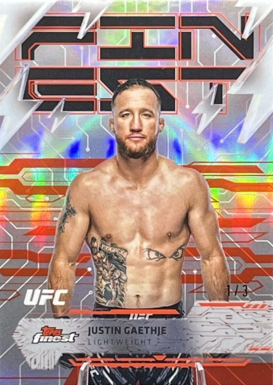 Justin Gaethje 2025 Topps Finest UFC Base Rare #215 Red Black Vapor Refractor
