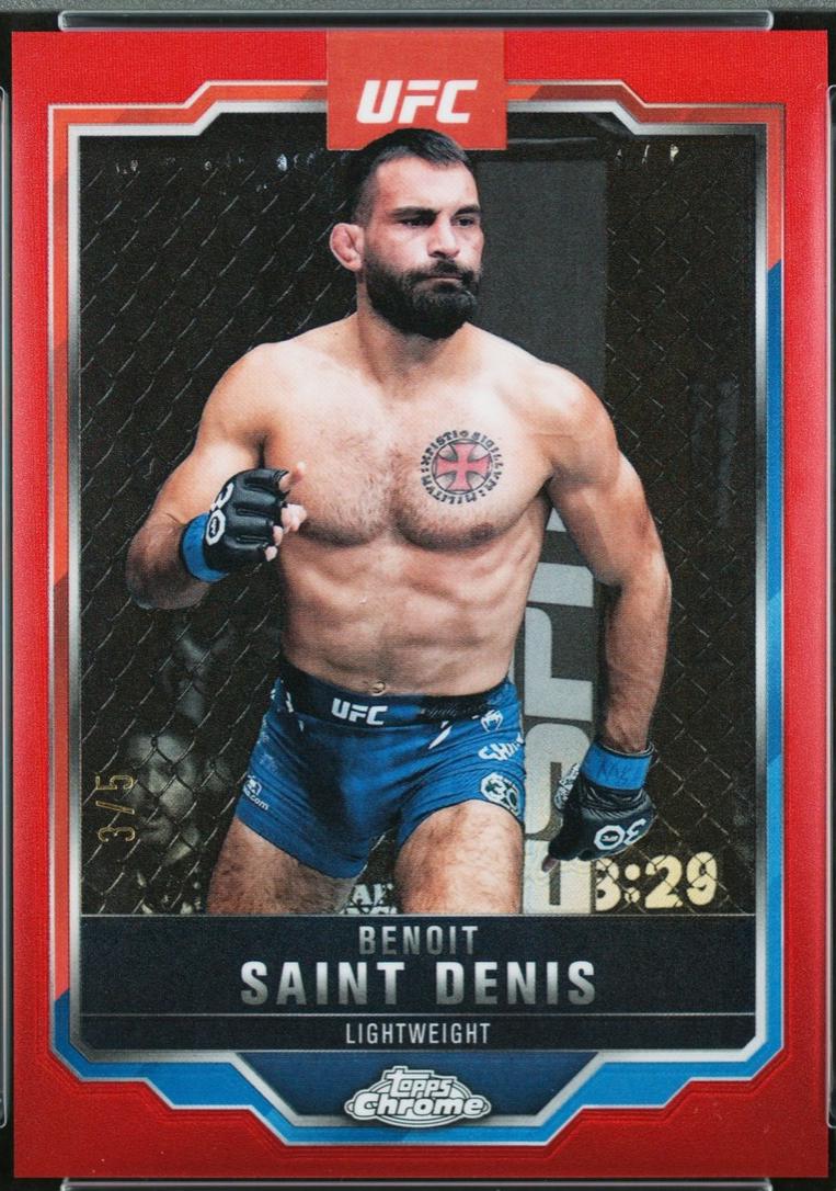 Benoit Saint Denis 2025 Topps Chrome UFC Base #162 Red Refractor