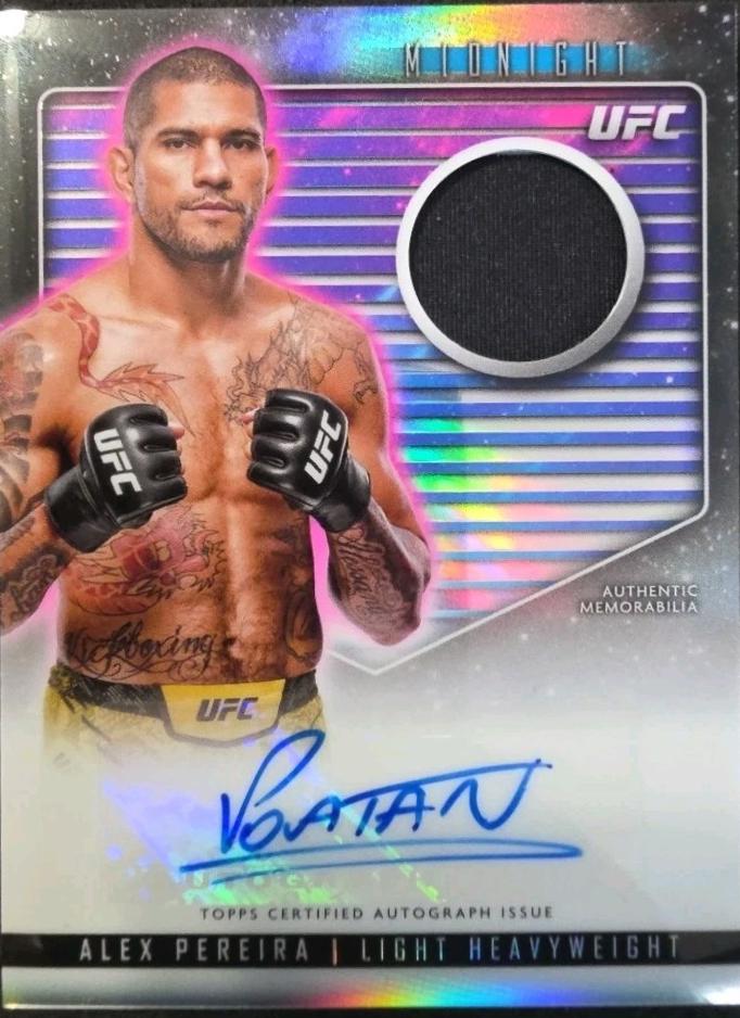 Alex Pereira 2024 Topps Midnight UFC Relic Autographs #RCA-APE Black Light