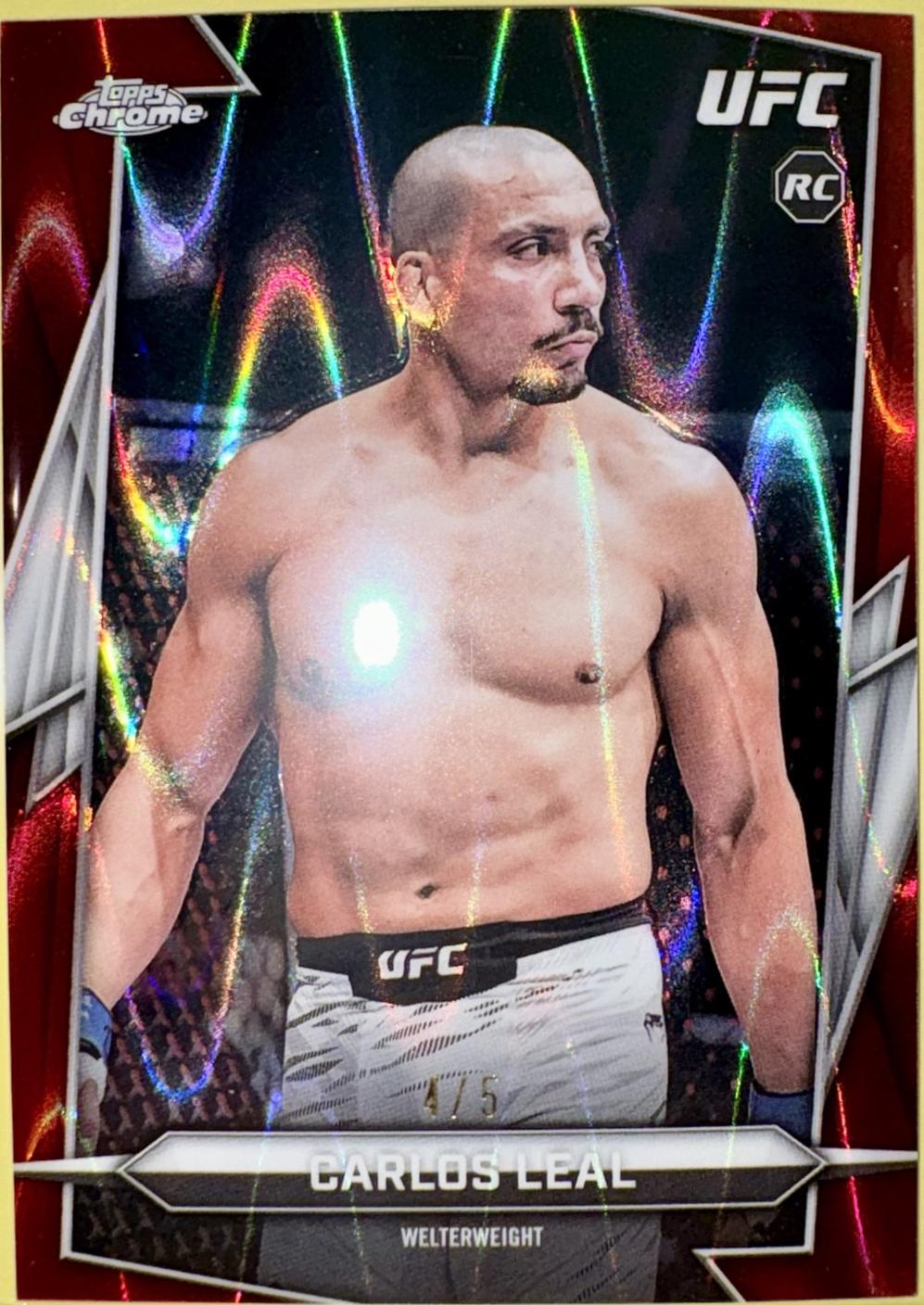 Carlos Leal 2026 Topps Chrome UFC Base #71 Red Ray Wave Refractor