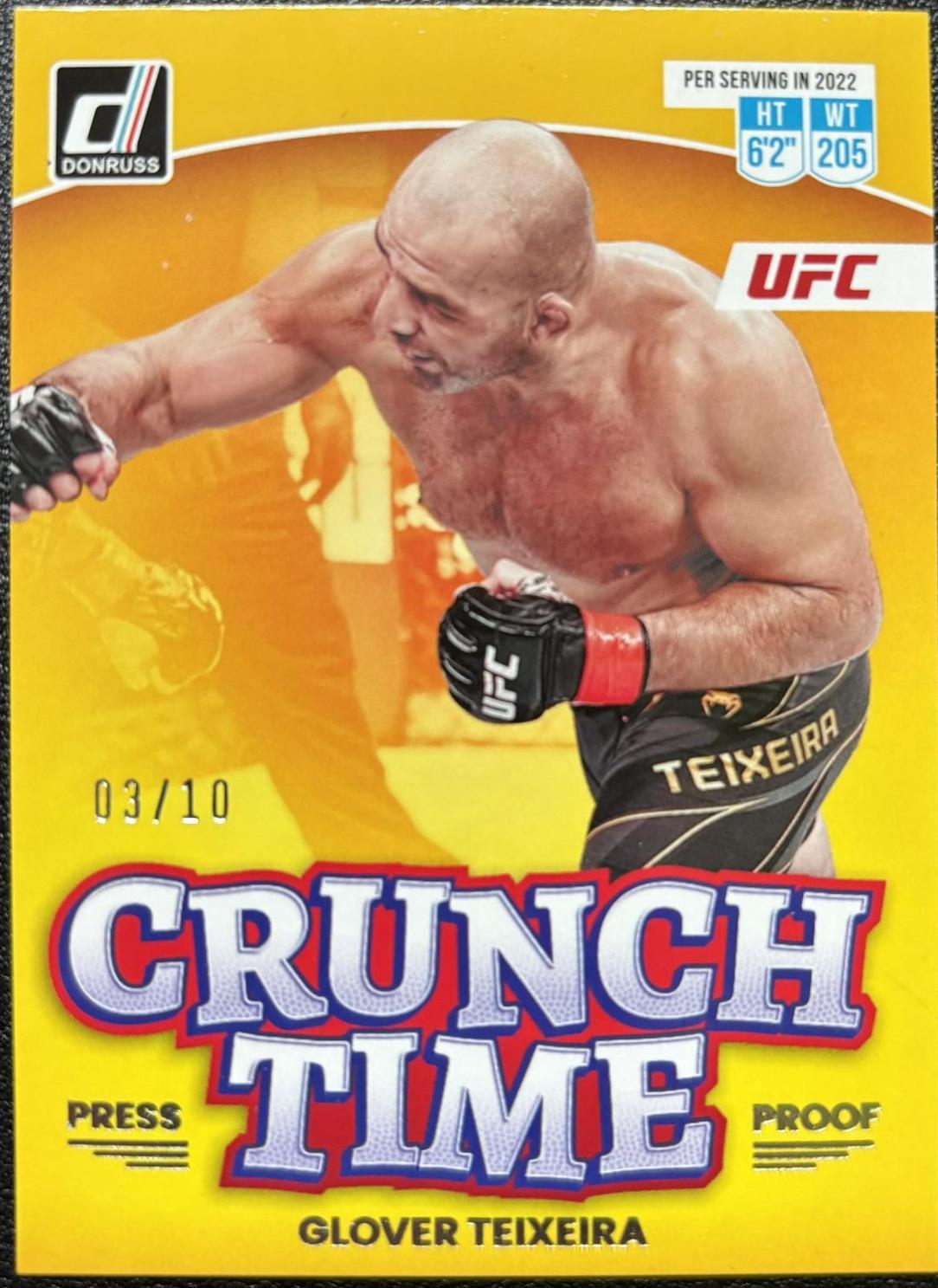 Glover Teixeira 2023 Panini Donruss UFC Crunch Time #10 Press Proof Gold