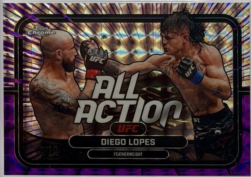 Diego Lopes 2026 Topps Chrome UFC All-Action #AA-24 Purple Geometric Refractor