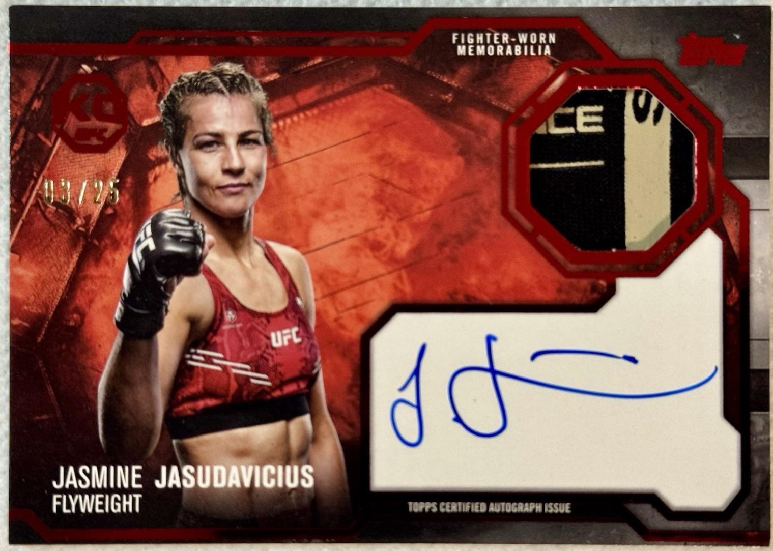 Jasmine Jasudavicius 2025 Topps Knockout UFC Knockout Autograph Relics #KAR-JJ Platinum
