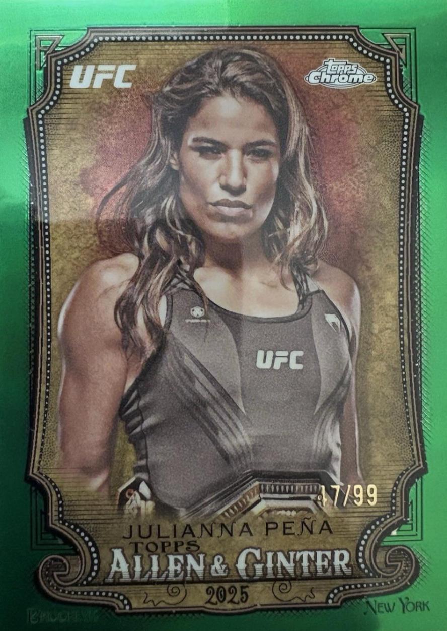 Julianna Peña 2025 Topps Chrome UFC Allen & Ginter #AAG-5 Green Refractor