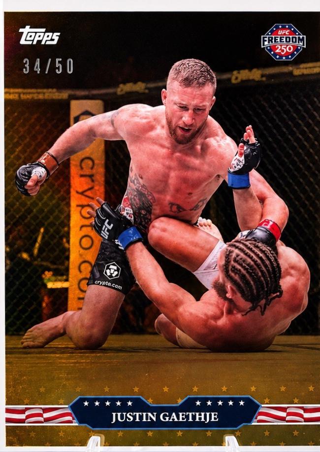 Justin Gaethje 2026 Topps UFC Freedom 250 Base #28 Gold