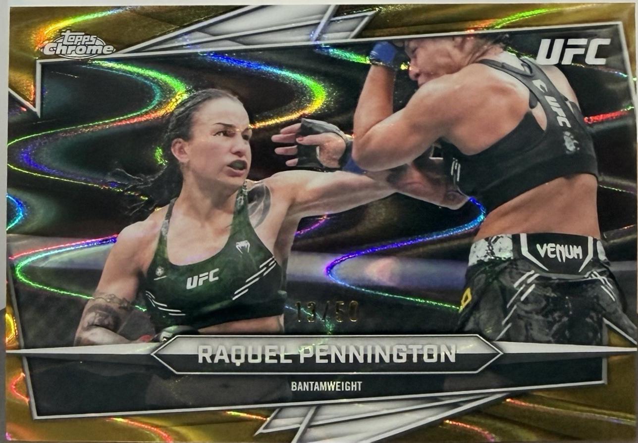 Raquel Pennington 2026 Topps Chrome UFC Base #103 Gold Refractor