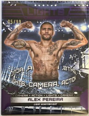 Alex Pereira 2024 Topps Knockout UFC Lights (Lights, Camera, Action) #LTS-11 Purple