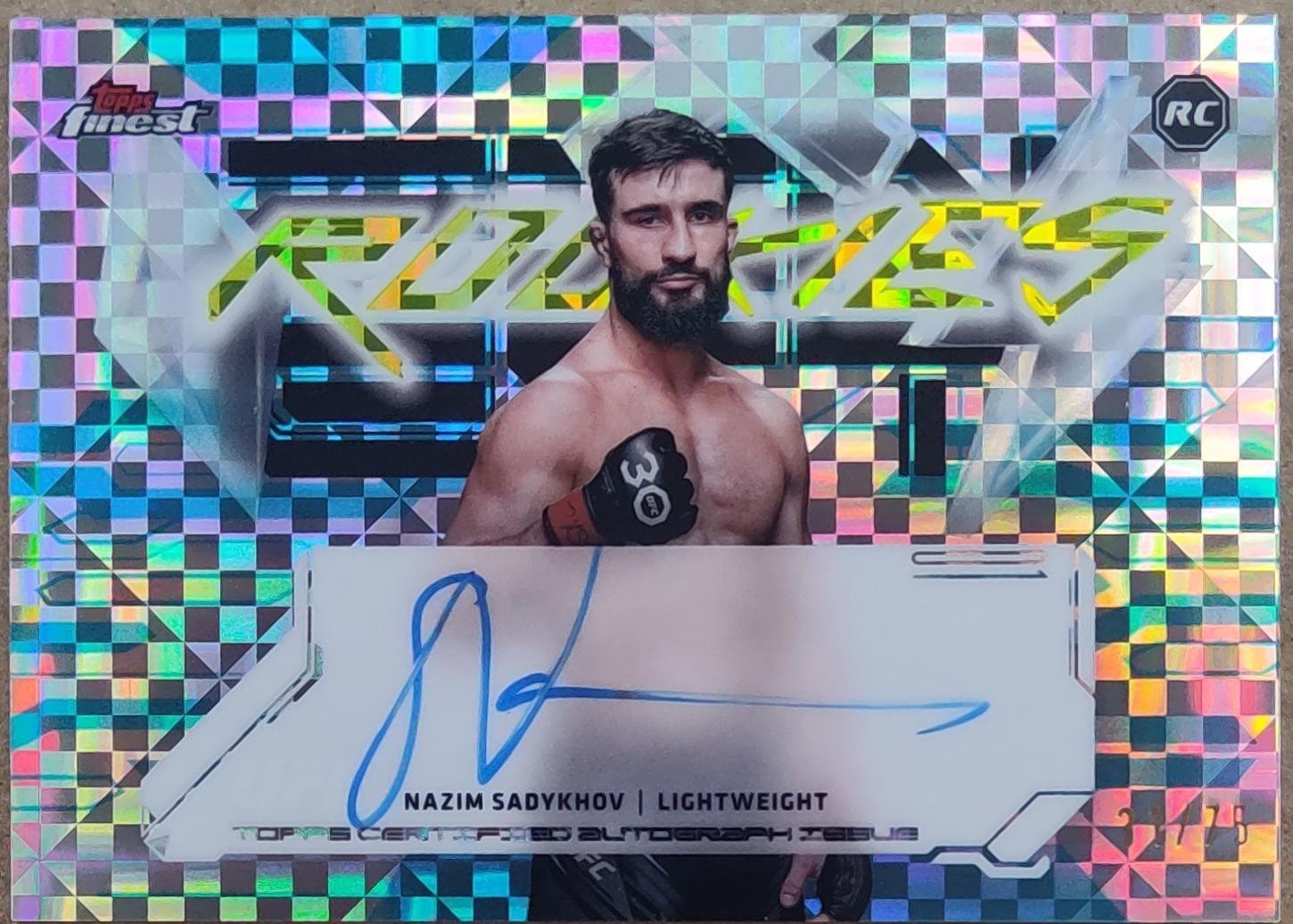 Nazim Sadykhov 2025 Topps Finest UFC Finest Rookie Autographs #FRA-NS Blue Checkerboard Refractor
