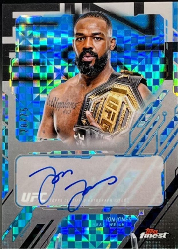 Jon Jones 2025 Topps Finest UFC The Finest #TFA-JJ Blue Checkerboard Refractor
