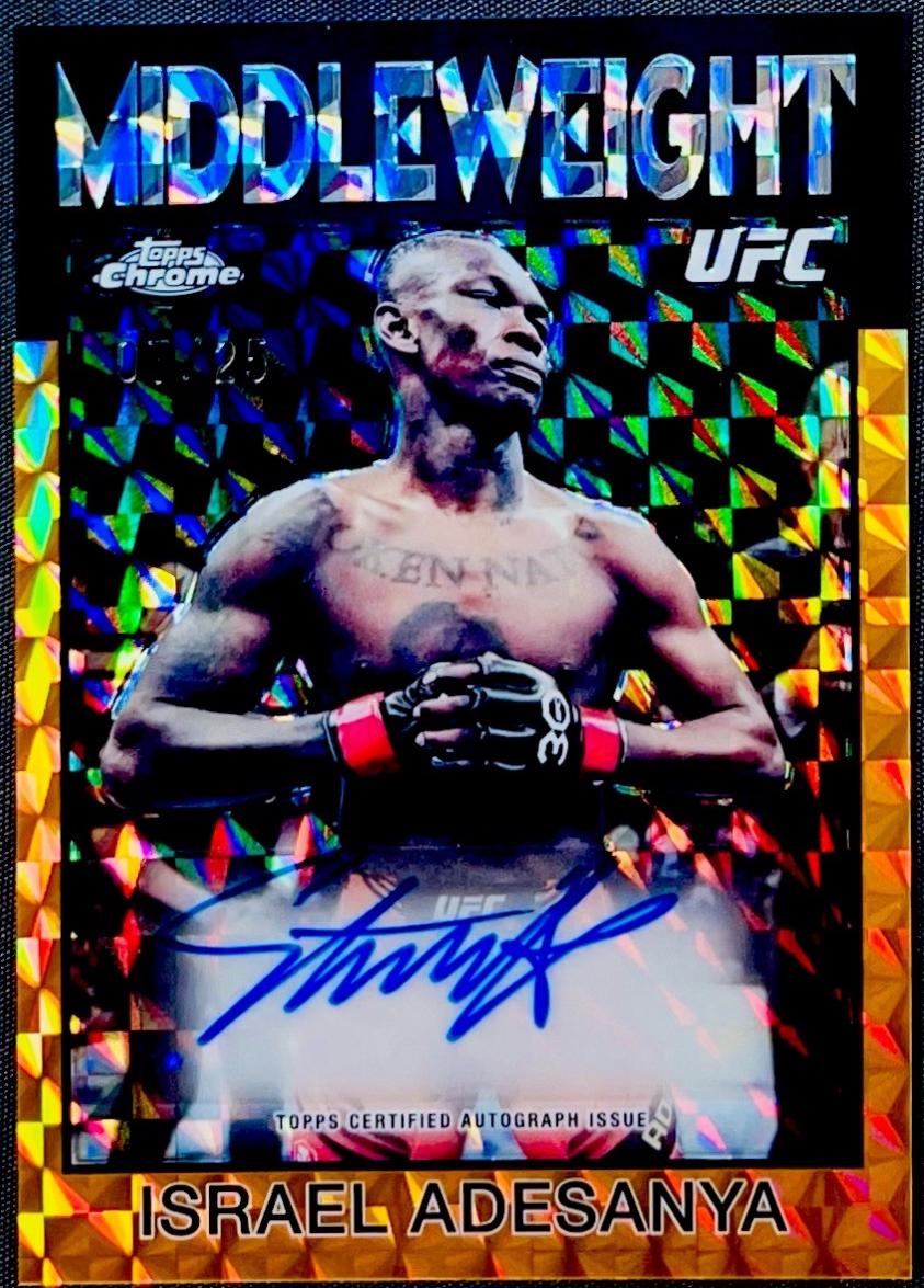 Israel Adesanya 2026 Topps Chrome UFC 1986 Topps Signatures #86S-IA Orange Refractor
