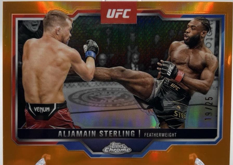 Aljamain Sterling 2025 Topps Chrome UFC Base #64 Orange Refractor
