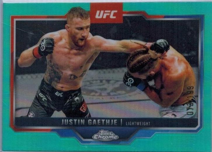 Justin Gaethje 2025 Topps Chrome UFC Base #138 Aqua Refractor