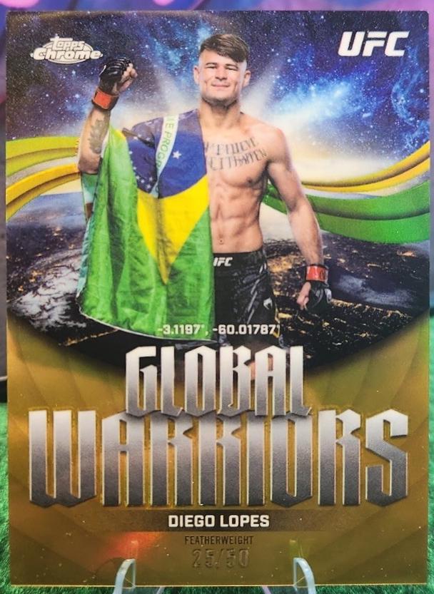 Diego Lopes 2026 Topps Chrome UFC Global Warriors #GW-14 Gold Refractor