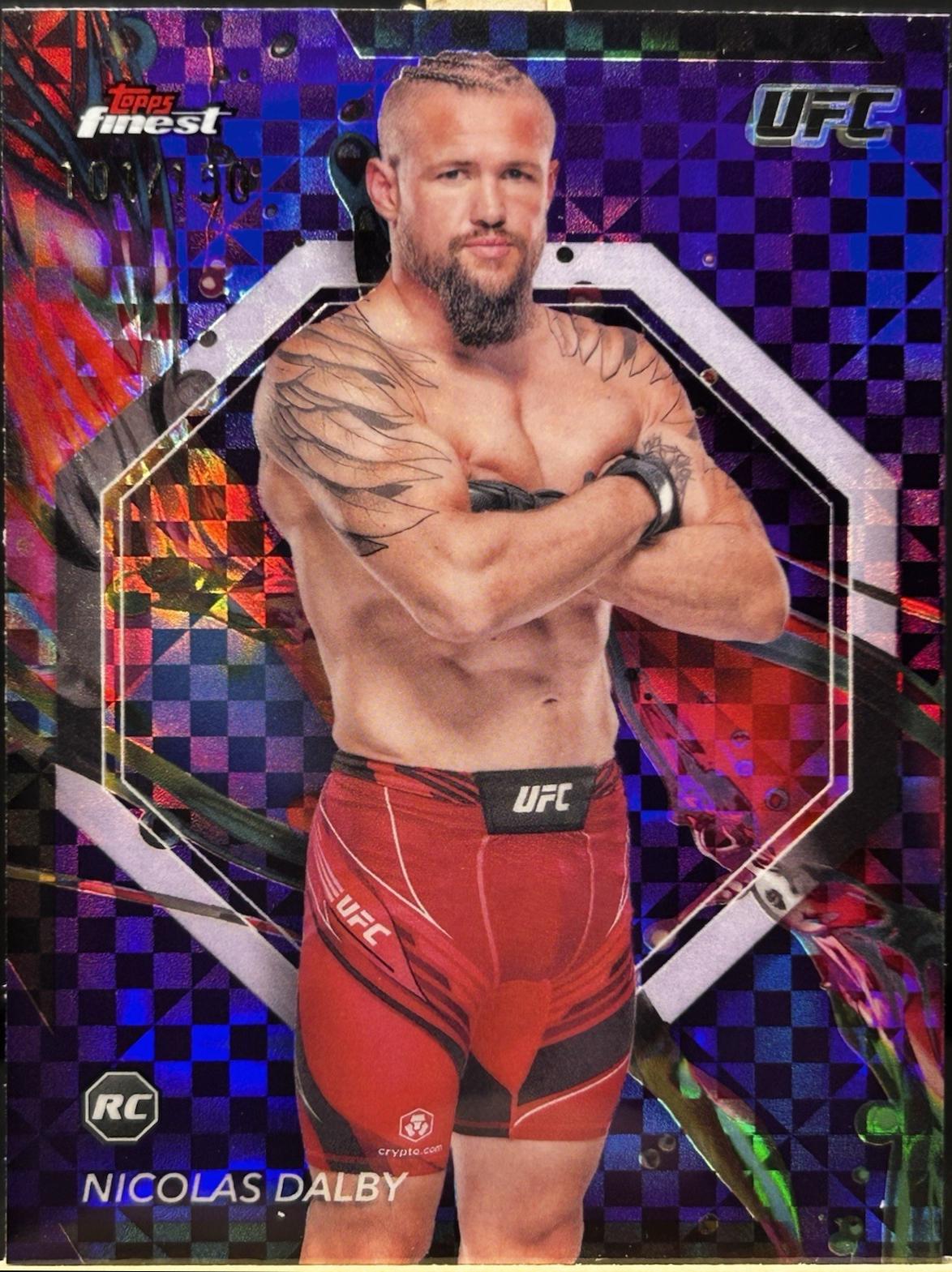 Nicolas Dalby 2024 Topps Finest UFC Base Common #87 Purple Checkerboard Refractor