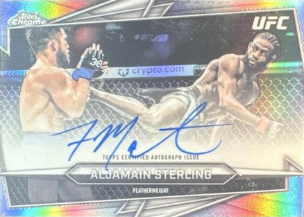 Aljamain Sterling 2026 Topps Chrome UFC Base Autographs #BAV-AS Purple Geometric Refractor