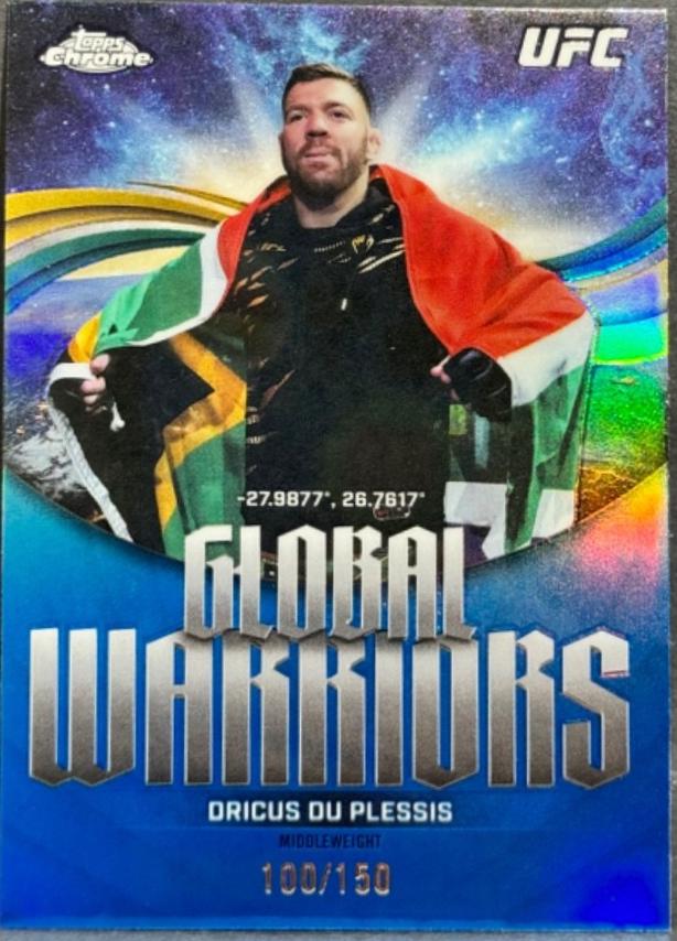 Dricus Du Plessis 2026 Topps Chrome UFC Global Warriors #GW-5 Blue Refractor