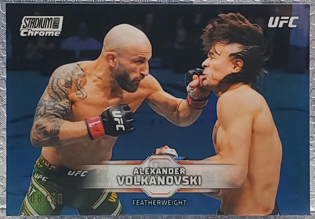 Alexander Volkanovski 2026 Topps Stadium Club UFC Chrome Base #CB-50 Blue Refractor