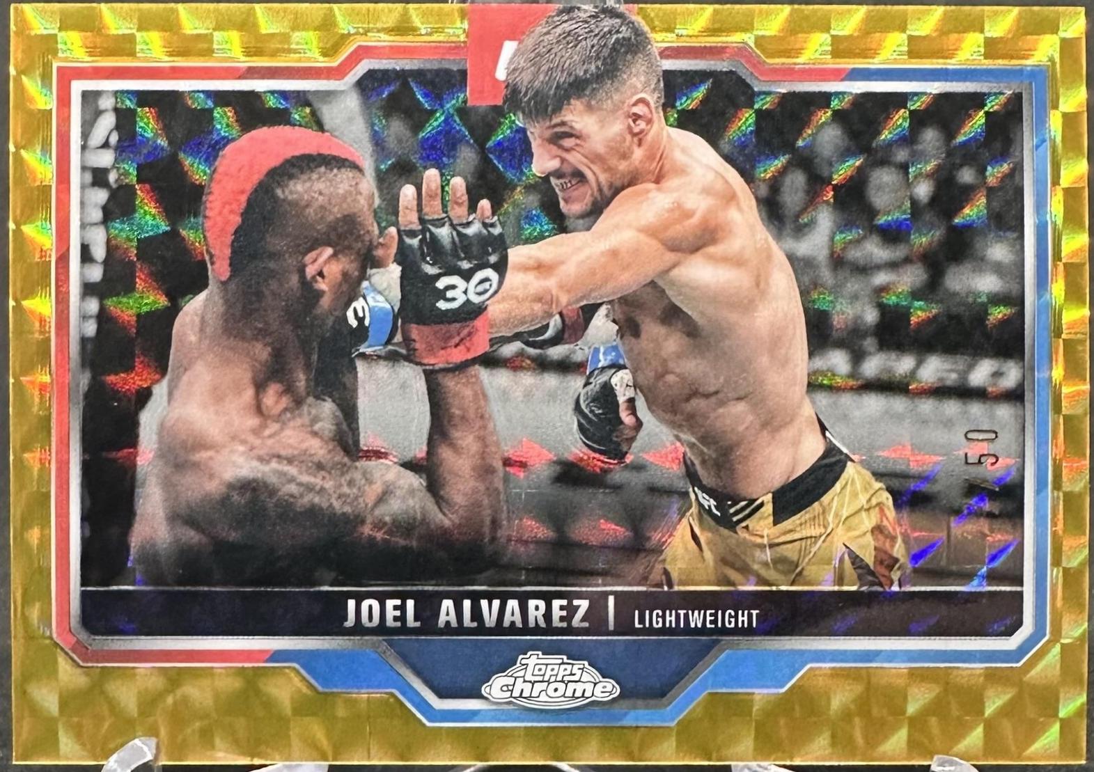 Joel Alvarez 2025 Topps Chrome UFC Base #65 Gold Geometric Refractor