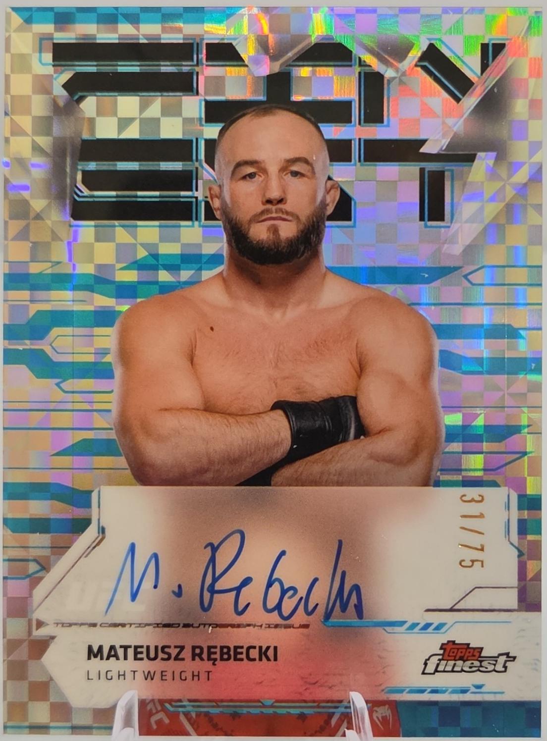 Mateusz Rębecki 2025 Topps Finest UFC Finest Autographs #FA-MR Blue Checkerboard Refractor
