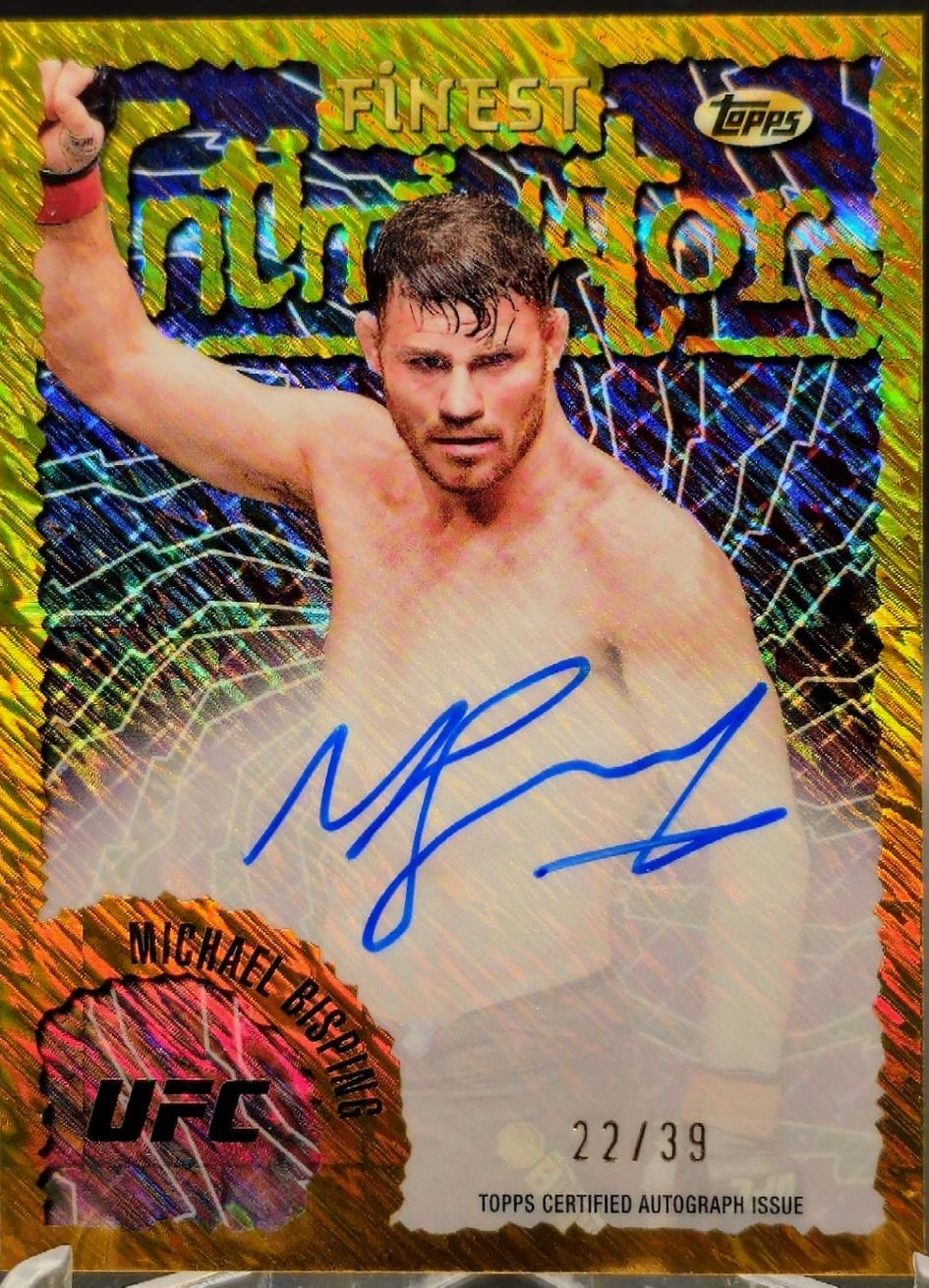 Michael Bisping 2024 Topps Finest UFC Intimidators Autographs #IA-MBG Gold Shimmer Refractor