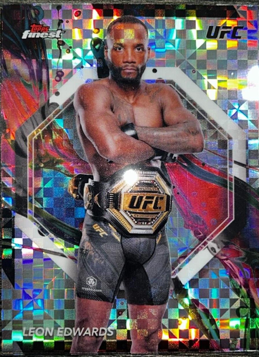 Leon Edwards 2024 Topps Finest UFC Base Common #72 Checkerboard Refractor