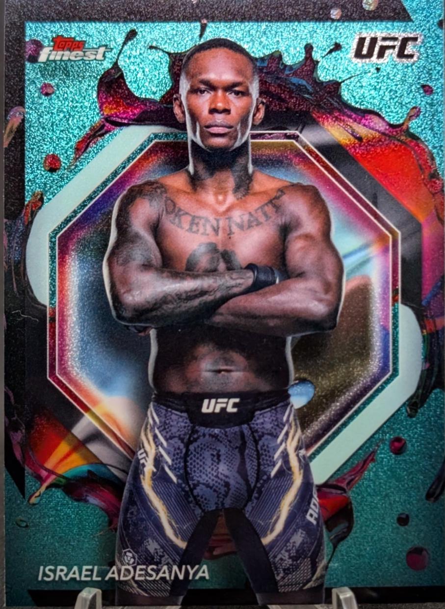 Israel Adesanya 2024 Topps Finest UFC Base Rare #206 Aqua Glitter Refractor