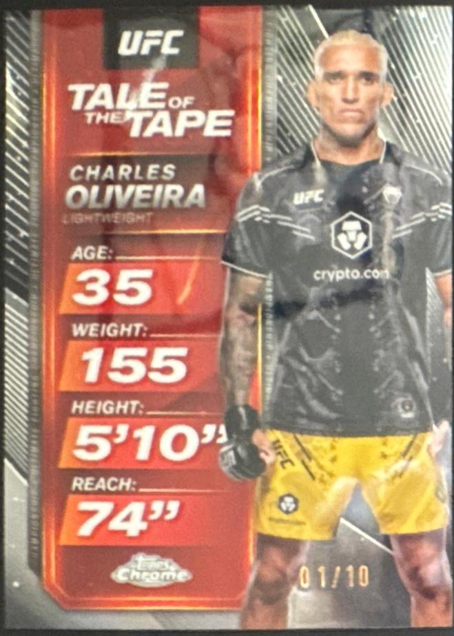 Charles Oliveira 2025 Topps Chrome UFC Tale of the Tape #TTT-4 Black Refractor
