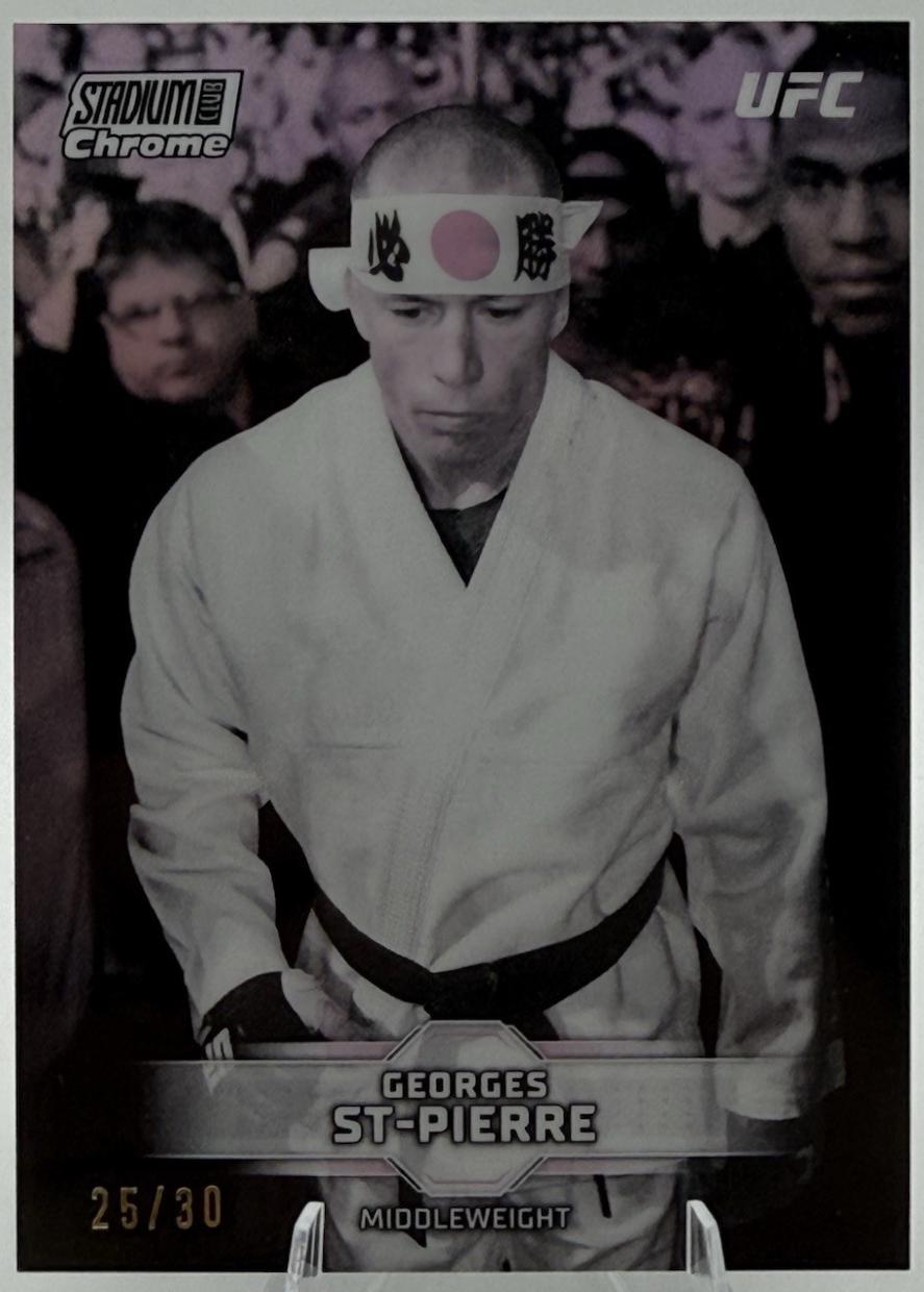 Georges St-Pierre 2026 Topps Stadium Club UFC Chrome Base #CB-63 Pearl White Refractor