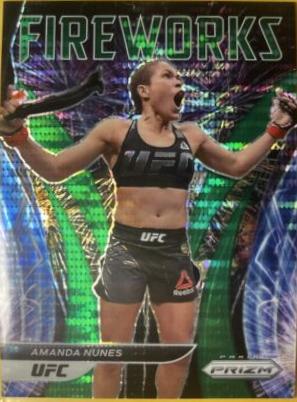 Amanda Nunes 2022 Panini Prizm UFC Fireworks #24 Green Pulsar