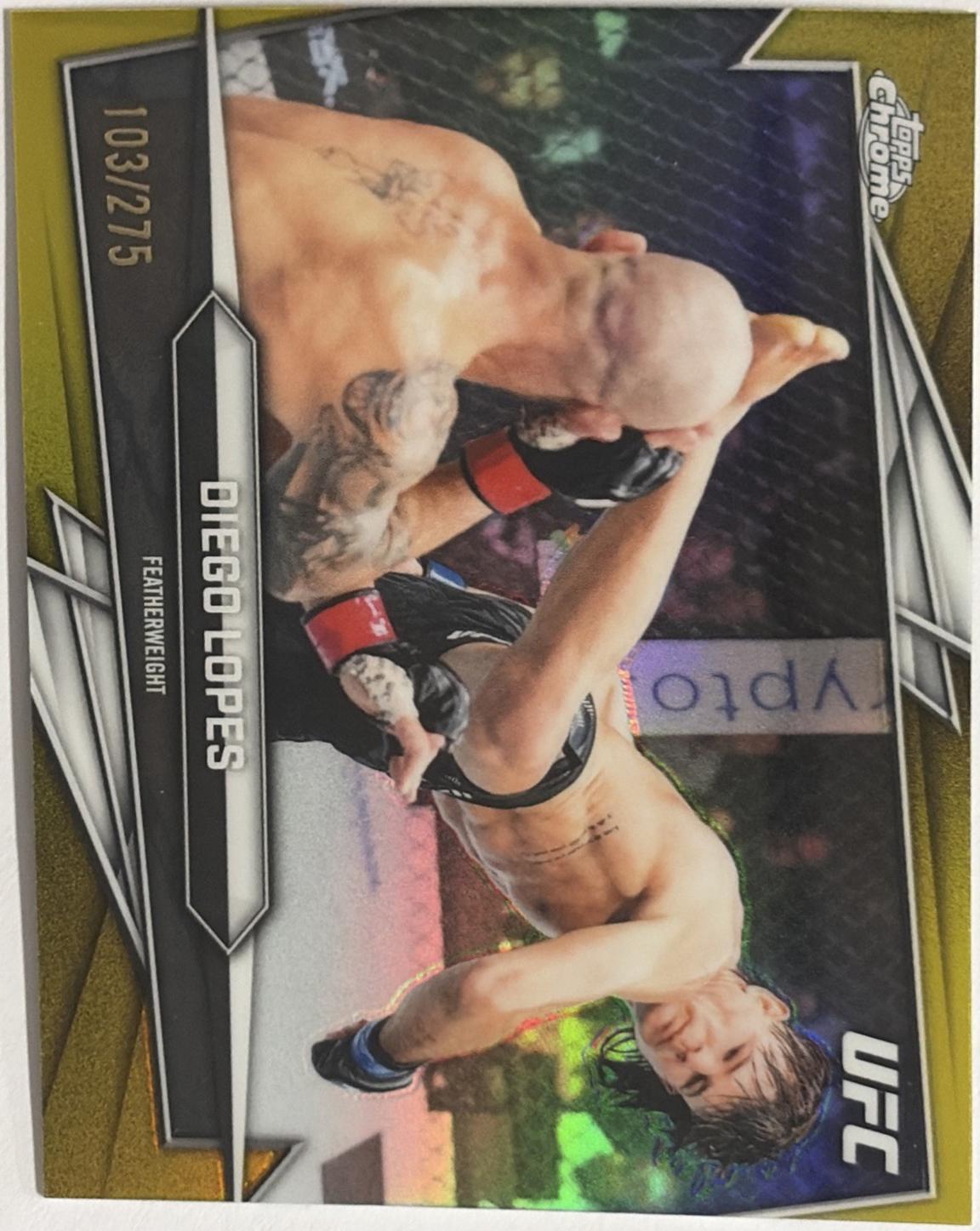 Diego Lopes 2026 Topps Chrome UFC Base #128 Yellow Refractor