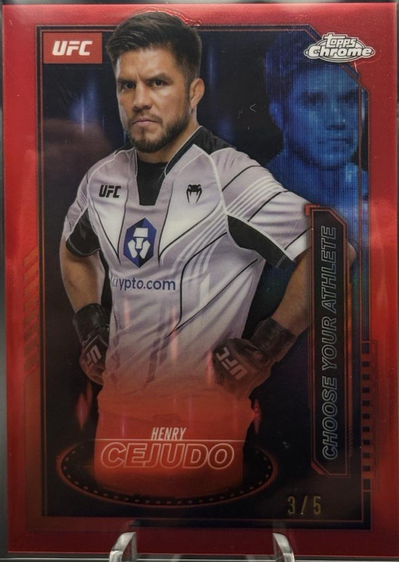 Henry Cejudo 2025 Topps Chrome UFC Mission Control #MCL-11 Red Refractor