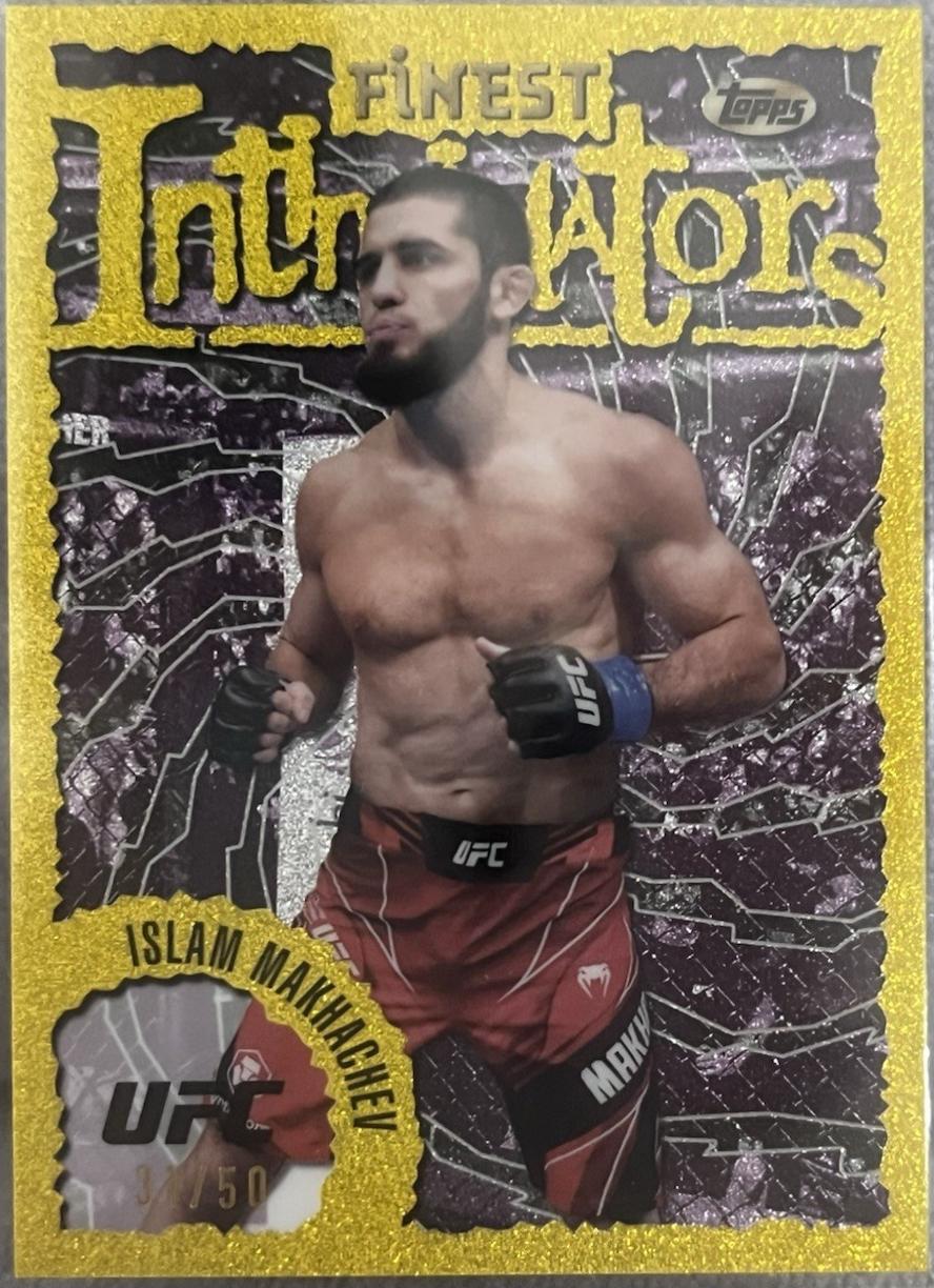 Islam Makhachev 2024 Topps Finest UFC Intimidators #INT-23 Gold Shimmer Refractor