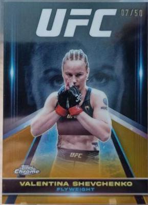 Valentina Shevchenko 2024 Topps Chrome UFC Base #190 Gold Refractor