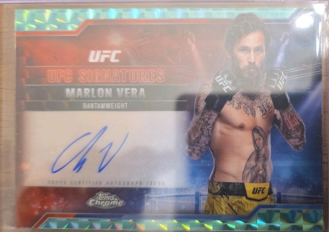 Marlon Vera 2025 Topps Chrome UFC UFC Signatures #SIG-MV Geometric Aqua Refractor