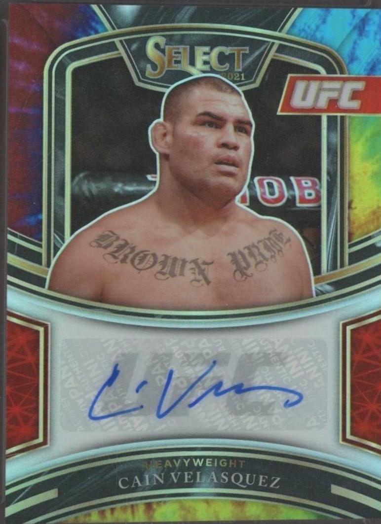 Cain Velasquez 2021 Panini Select UFC Signatures #39 Tie Dye Prizms