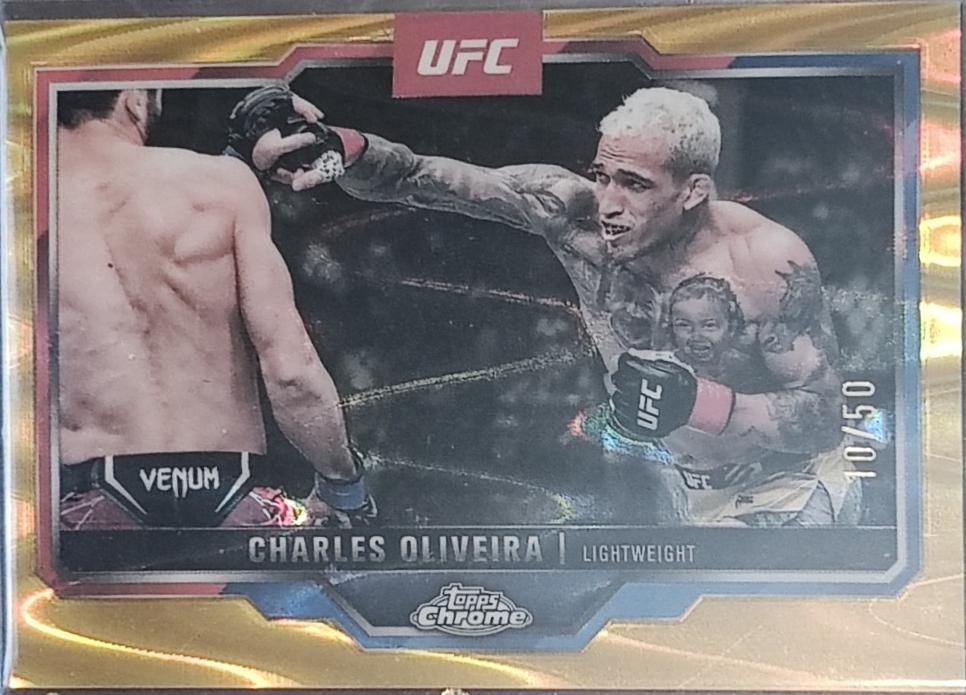 Charles Oliveira 2025 Topps Chrome UFC Base #54 Gold Refractor