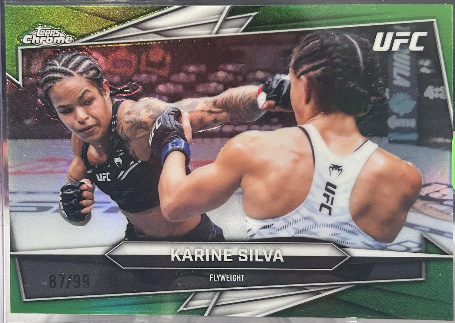 Karine Silva 2026 Topps Chrome UFC Base #127 Green Refractor