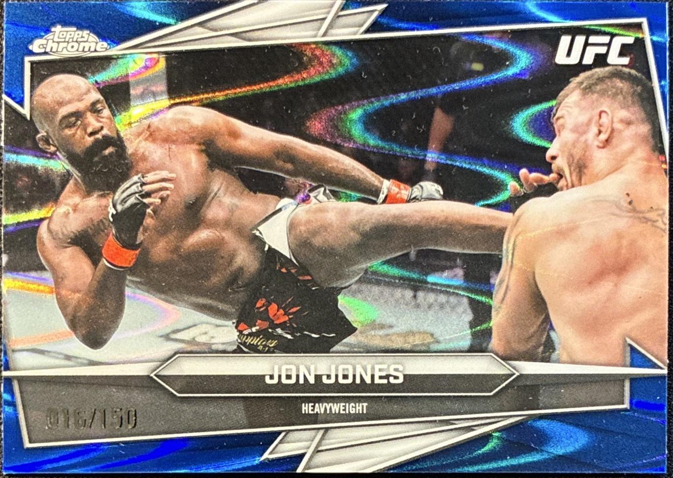 Jon Jones 2026 Topps Chrome UFC Base #36 Blue Ray Wave Refractor