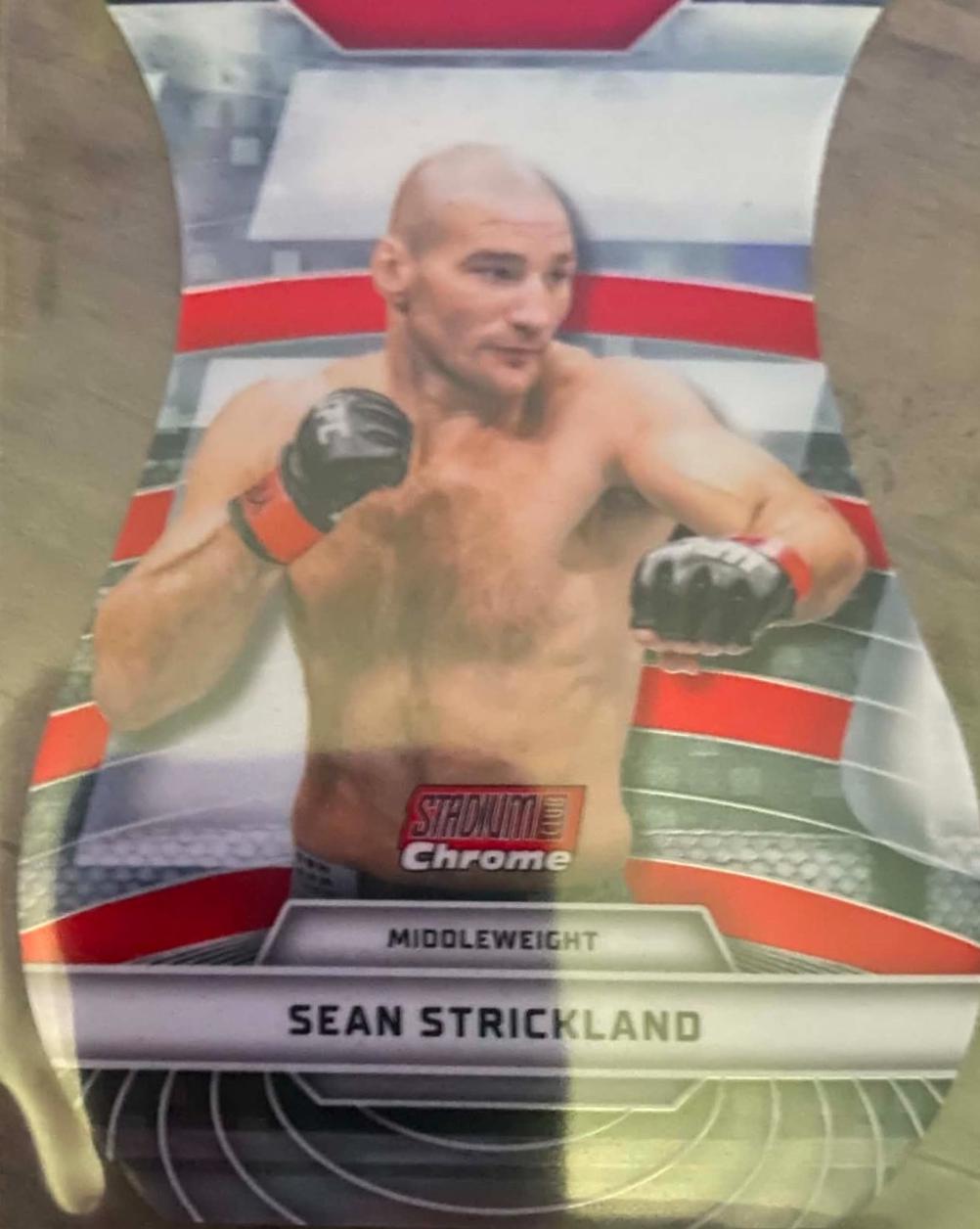 Sean Strickland 2026 Topps Stadium Club UFC Triumvirates #TV-44 Red Refractor