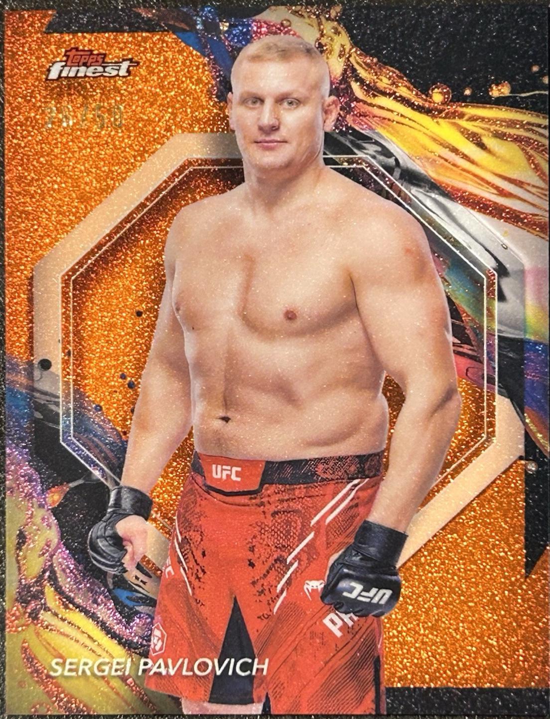 Sergei Pavlovich 2024 Topps Finest UFC Base Uncommon #172 Tangerine Glitter Refractor